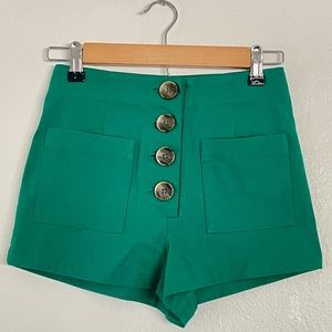 Forever 21 Kelly Green High-waisted Button Front Shorts - Size XS